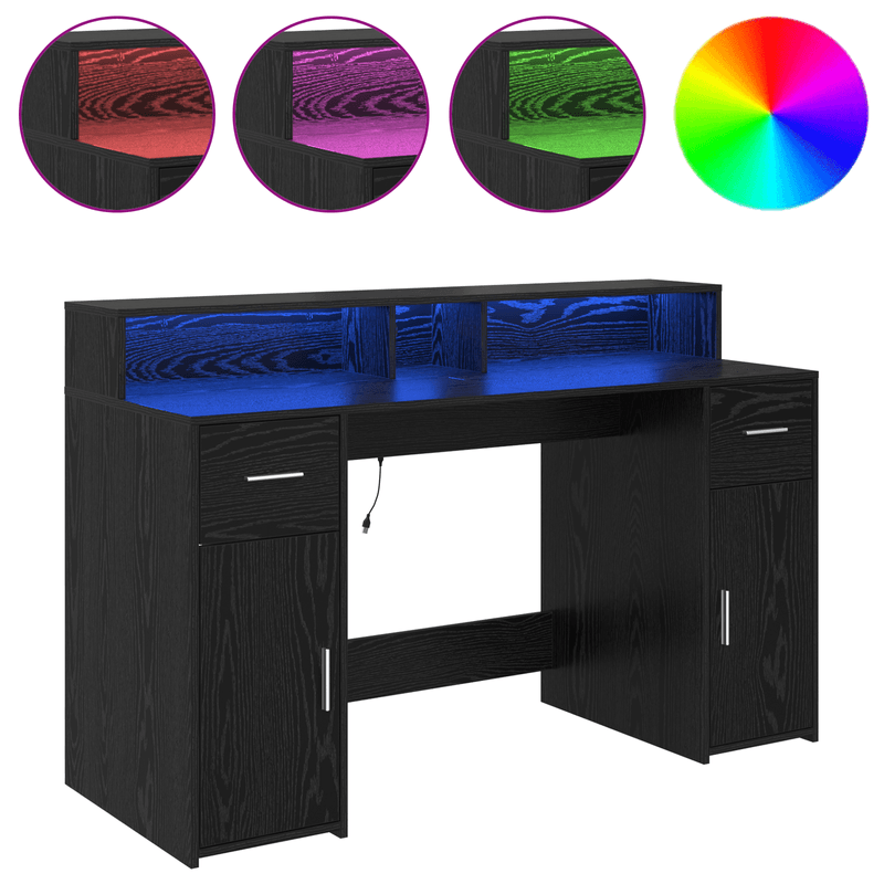 Casa si Gradina - Mobilier - Mese si birouri - Birouri - Birou Stejar negru 140x55x91 cm Lemn prelucrat - Infinity.ro