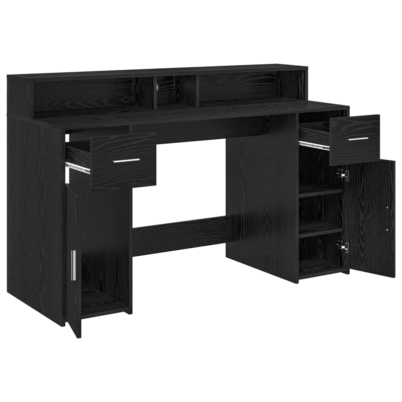 Casa si Gradina - Mobilier - Mese si birouri - Birouri - Birou Stejar negru 140x55x91 cm Lemn prelucrat - Infinity.ro
