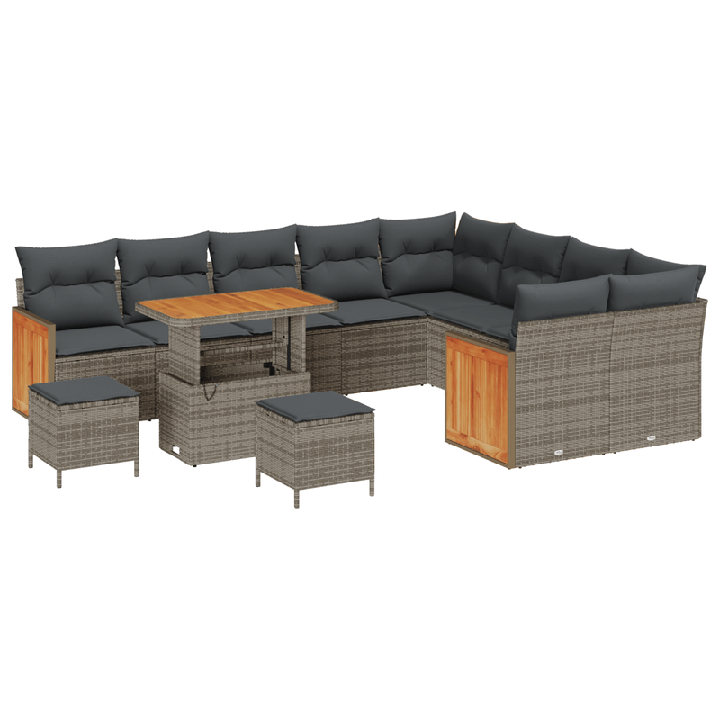 Casa si Gradina - Gradina si terasa - Mobilier exterior - Canapele si fotolii gradina - Set de canapea pentru gradina cu 12 piese cu perne gri din ratan polimer si acacia - Infinity.ro