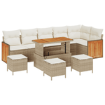 Casa si Gradina - Gradina si terasa - Mobilier exterior - Canapele si fotolii gradina - Set Sofa Gradina  10 Piese cu Pernite Bej Poliratan Acacia - Infinity.ro
