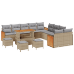 Casa si Gradina - Gradina si terasa - Mobilier exterior - Canapele si fotolii gradina - Set de canapele de gradina  de 14 piese cu perne Bej Ratan Acacia - Infinity.ro