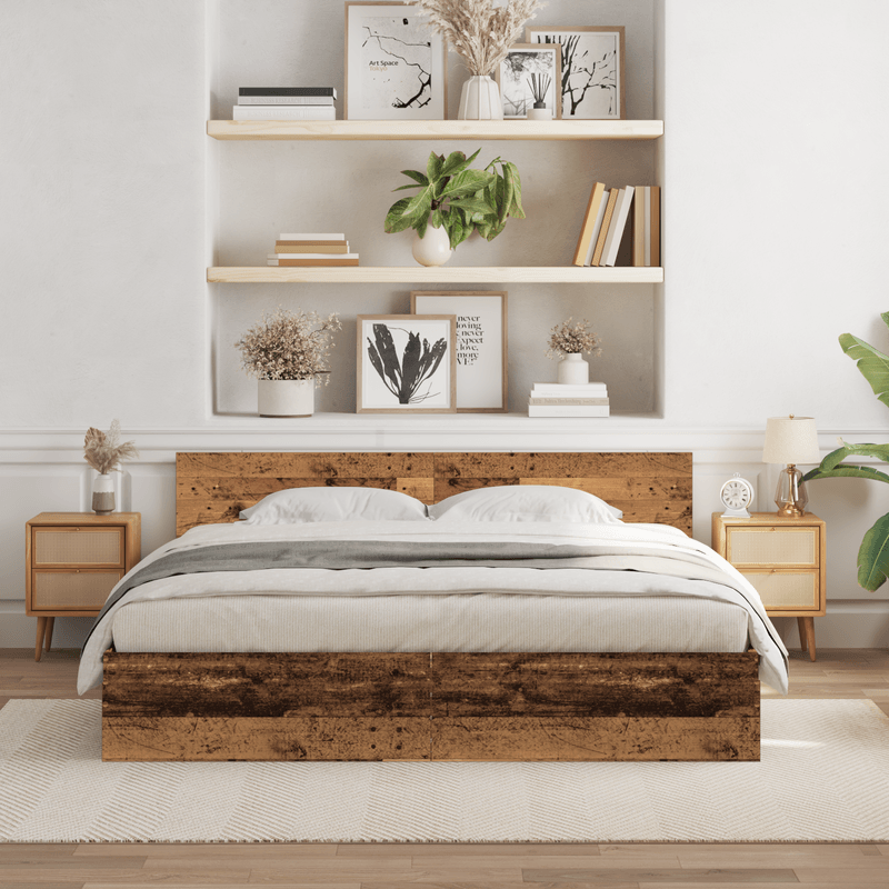 Casa si Gradina - Mobilier - Paturi si accesorii - Paturi - Cadru de pat cu tablie din lemn vechi 180x200 cm Lemn prelucrat - Infinity.ro
