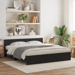 Casa si Gradina - Mobilier - Paturi si accesorii - Paturi - Pat cu spatar din stejar negru 180x200 cm Lemn inginerat - Infinity.ro