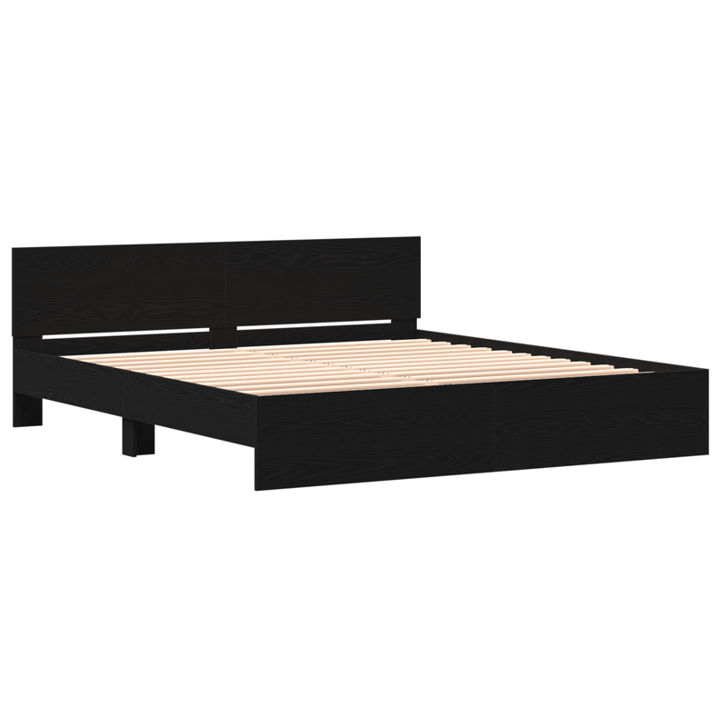 Casa si Gradina - Mobilier - Paturi si accesorii - Paturi - Pat cu spatar din stejar negru 180x200 cm Lemn inginerat - Infinity.ro
