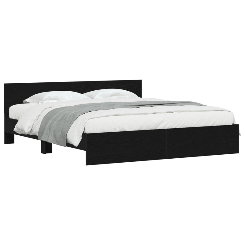 Casa si Gradina - Mobilier - Paturi si accesorii - Paturi - Pat cu spatar din stejar negru 180x200 cm Lemn inginerat - Infinity.ro