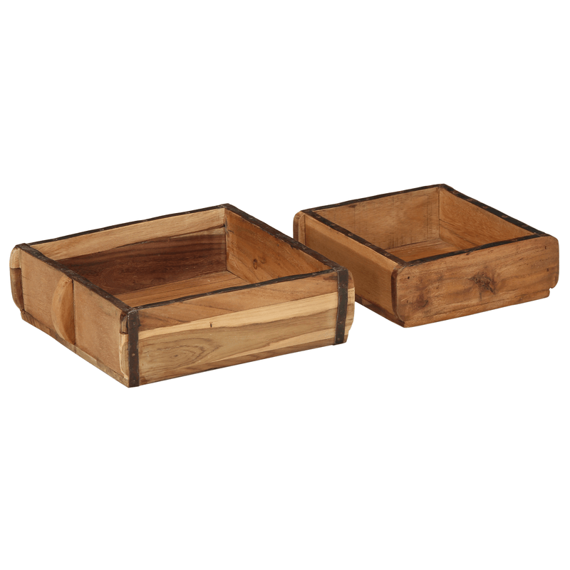 Casa si Gradina - Mobilier - Organizare si depozitare - Cutii depozitare - Set tavi, 2 buc., lemn masiv reciclat - Infinity.ro