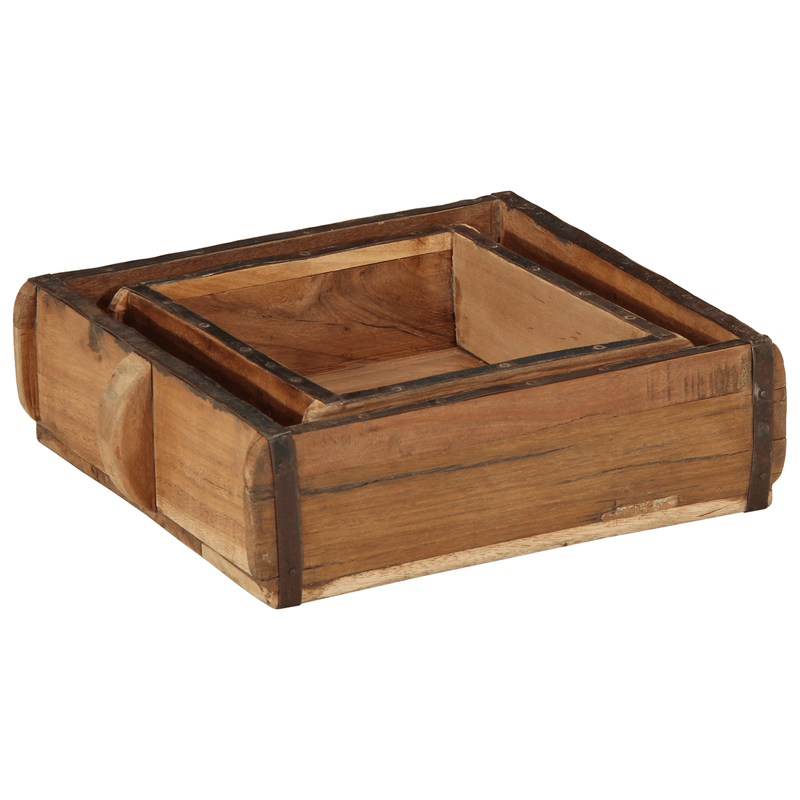 Casa si Gradina - Mobilier - Organizare si depozitare - Cutii depozitare - Set tavi, 2 buc., lemn masiv reciclat - Infinity.ro