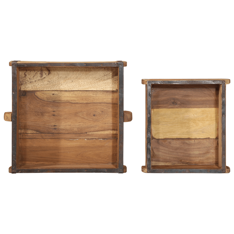 Casa si Gradina - Mobilier - Organizare si depozitare - Cutii depozitare - Set tavi, 2 buc., lemn masiv reciclat - Infinity.ro