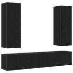 Casa si Gradina - Mobilier - Seturi de mobilier - Seturi living - Set dulap TV 4 piese Montat pe perete Stejar negru Lemn ingineresc - Infinity.ro
