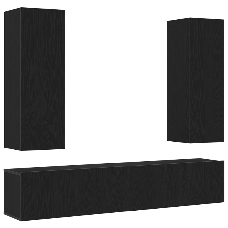 Casa si Gradina - Mobilier - Seturi de mobilier - Seturi living - Set dulap TV 4 piese Montat pe perete Stejar negru Lemn ingineresc - Infinity.ro