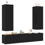 Casa si Gradina - Mobilier - Seturi de mobilier - Seturi living - Set dulap TV 4 piese Montat pe perete Stejar negru Lemn ingineresc - Infinity.ro