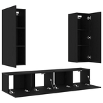Casa si Gradina - Mobilier - Seturi de mobilier - Seturi living - Set dulap TV 4 piese Montat pe perete Stejar negru Lemn ingineresc - Infinity.ro