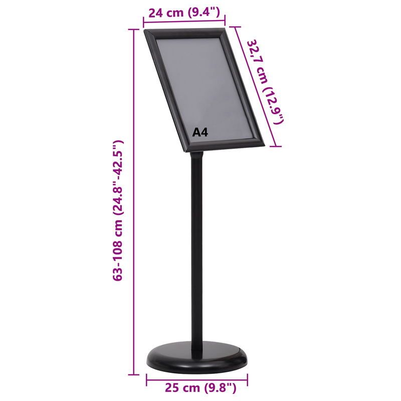 Carti si Birotica - Papetarie - Afise si stickere - A4 Suporturi pentru Postere 2 buc Negru aliaj de aluminiu - Infinity.ro