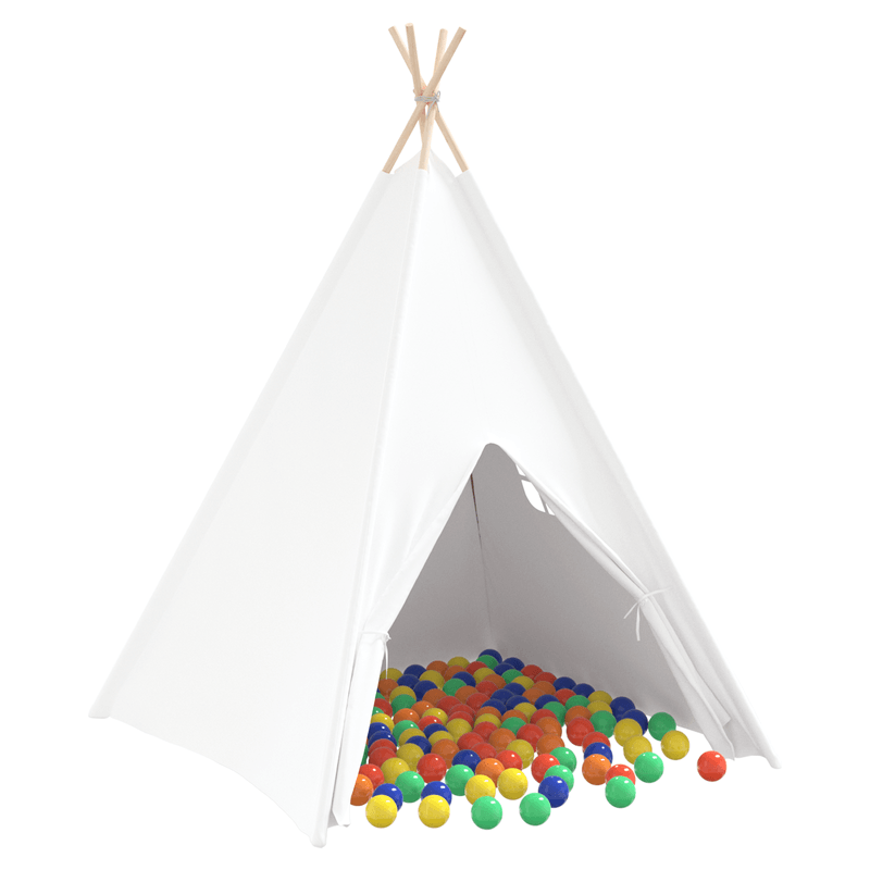 Jucarii, Copii si Bebe - Jucarii si jocuri - Jucarii de exterior - Spatii de joaca si accesorii - Cort Teepee pentru Copii cu Geanta Peach & Bile de Joaca Alb - Infinity.ro