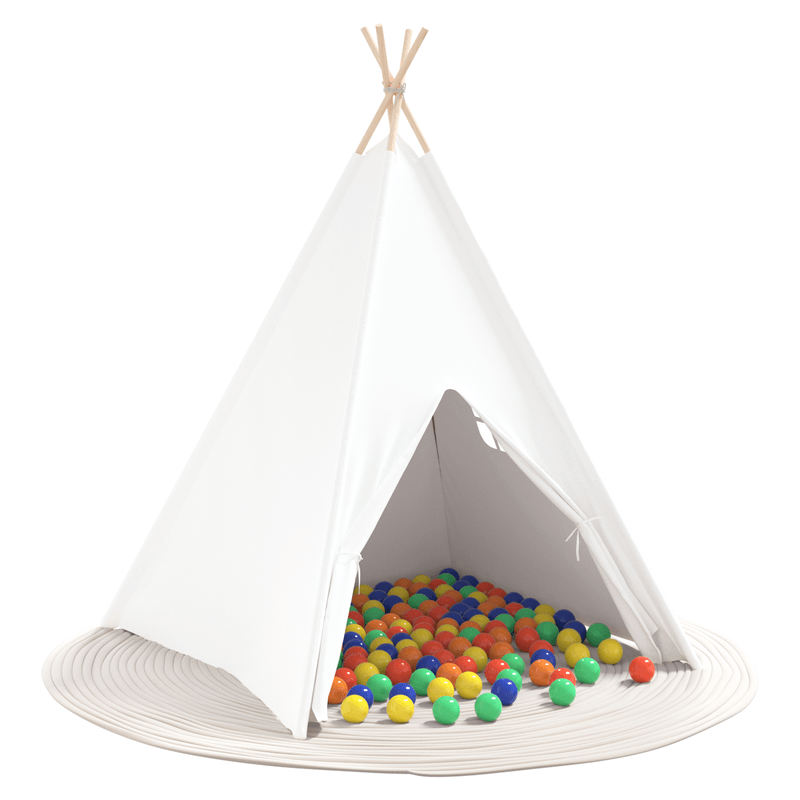 Jucarii, Copii si Bebe - Jucarii si jocuri - Jucarii de exterior - Spatii de joaca si accesorii - Cort Teepee pentru Copii cu Geanta Peach & Bile de Joaca Alb - Infinity.ro