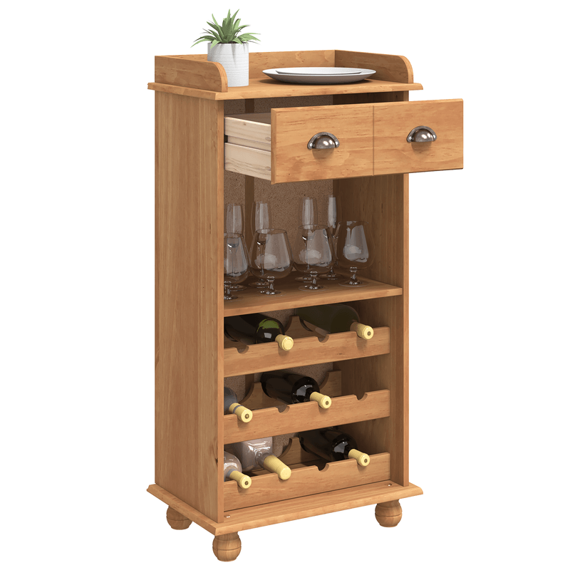 Casa si Gradina - Bucatarie si vesela - Accesorii bar - Suporturi bauturi - Cabinet pentru Vin ASKIM cu 12 Suporturi pentru Sticle Culoare Maro Lemn Masiv de Pin - Infinity.ro