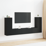 Casa si Gradina - Mobilier - Seturi de mobilier - Seturi living - set cabinet TV 4 piese montat pe perete din lemn prelucrat din stejar negru - Infinity.ro