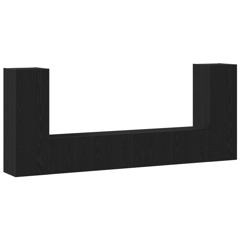Casa si Gradina - Mobilier - Seturi de mobilier - Seturi living - set cabinet TV 4 piese montat pe perete din lemn prelucrat din stejar negru - Infinity.ro