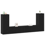 Casa si Gradina - Mobilier - Seturi de mobilier - Seturi living - set cabinet TV 4 piese montat pe perete din lemn prelucrat din stejar negru - Infinity.ro