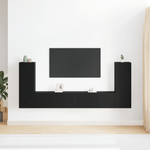 Casa si Gradina - Mobilier - Seturi de mobilier - Seturi living - set cabinet TV 4 piese montat pe perete din lemn prelucrat din stejar negru - Infinity.ro