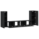 Casa si Gradina - Mobilier - Seturi de mobilier - Seturi living - set cabinet TV 4 piese montat pe perete din lemn prelucrat din stejar negru - Infinity.ro