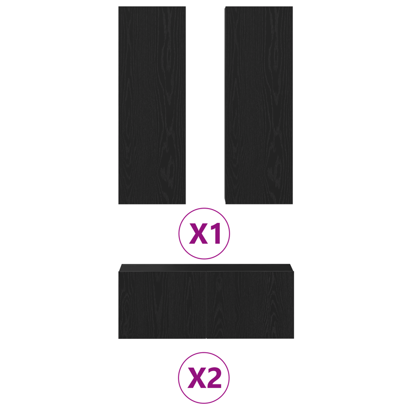 Casa si Gradina - Mobilier - Seturi de mobilier - Seturi living - set cabinet TV 4 piese montat pe perete din lemn prelucrat din stejar negru - Infinity.ro