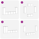 Casa si Gradina - Mobilier - Seturi de mobilier - Seturi living - set cabinet TV 4 piese montat pe perete din lemn prelucrat din stejar negru - Infinity.ro