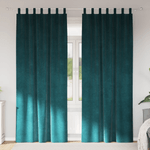 Casa si Gradina - Textile si covoare - Perdele si draperii - Perdele - Draperii opace cu agatatoare, 2 buc., verde inchis, catifea - Infinity.ro