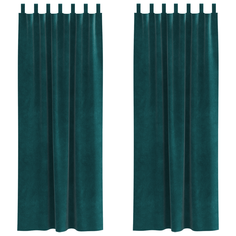 Casa si Gradina - Textile si covoare - Perdele si draperii - Perdele - Draperii opace cu agatatoare, 2 buc., verde inchis, catifea - Infinity.ro