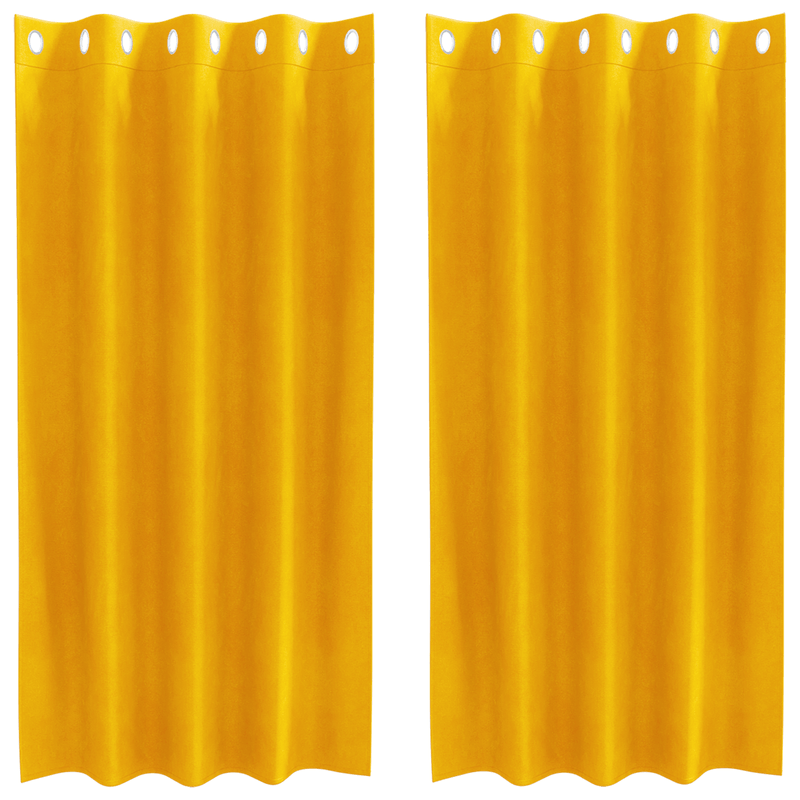 Casa si Gradina - Textile si covoare - Perdele si draperii - Perdele - Draperii opace cu ocheti, 2 buc., galben mustar, catifea - Infinity.ro