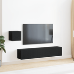Casa si Gradina - Mobilier - Seturi de mobilier - Seturi living - Set Cabinet TV  4 Piese Stejar Negru Lemn Prelucrat - Infinity.ro