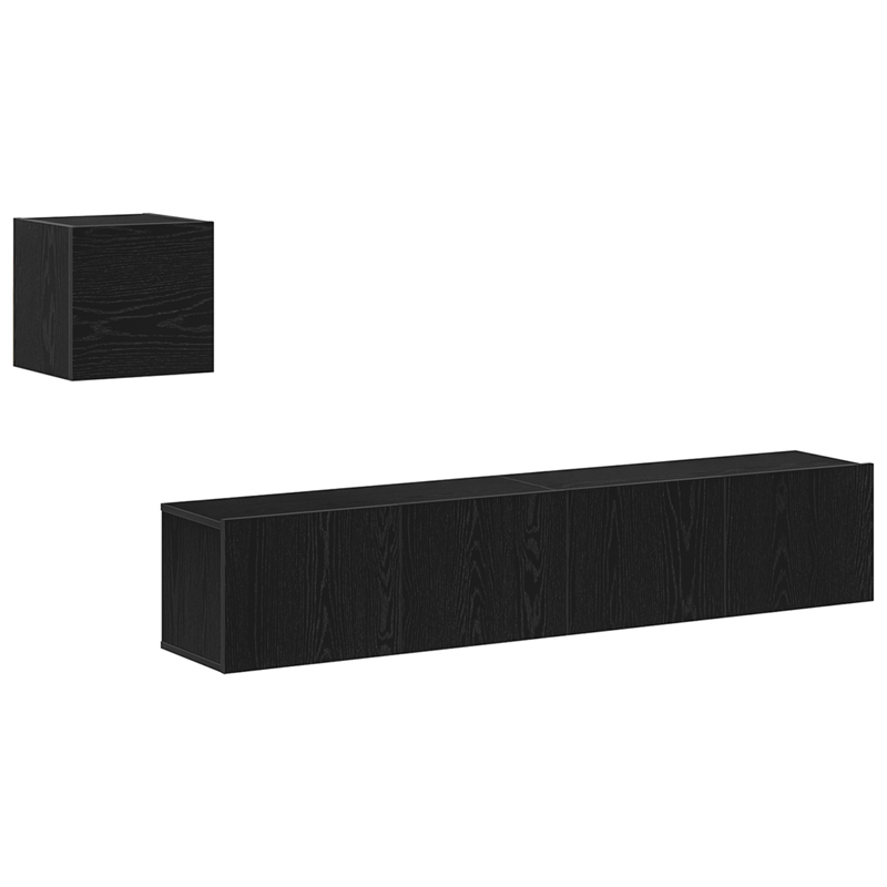 Casa si Gradina - Mobilier - Seturi de mobilier - Seturi living - Set Cabinet TV  4 Piese Stejar Negru Lemn Prelucrat - Infinity.ro