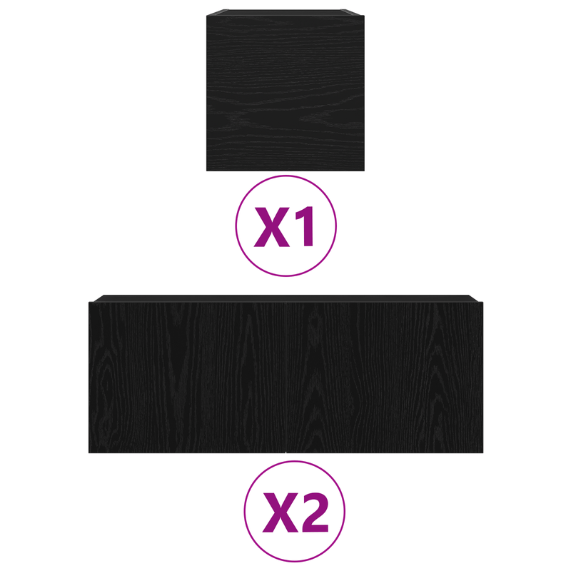 Casa si Gradina - Mobilier - Seturi de mobilier - Seturi living - Set Cabinet TV  4 Piese Stejar Negru Lemn Prelucrat - Infinity.ro