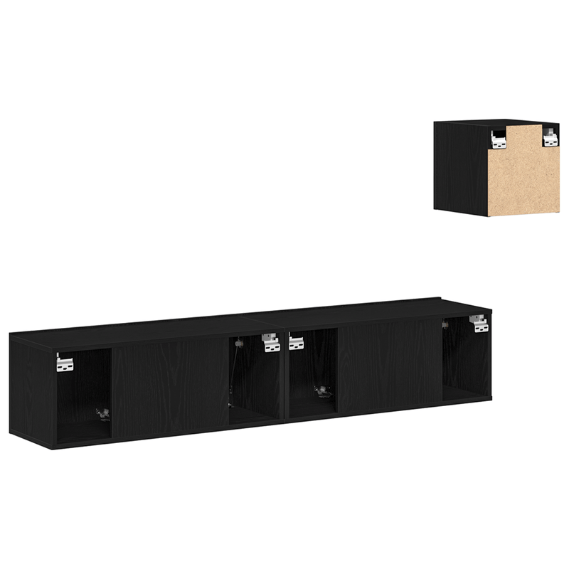 Casa si Gradina - Mobilier - Seturi de mobilier - Seturi living - Set Cabinet TV  4 Piese Stejar Negru Lemn Prelucrat - Infinity.ro