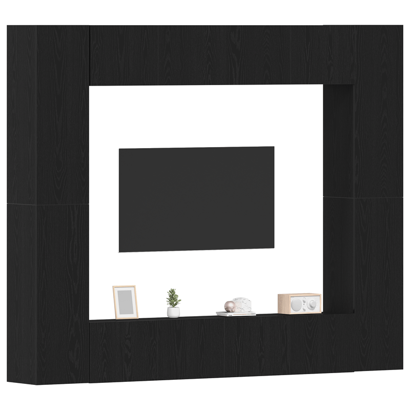 Casa si Gradina - Mobilier - Seturi de mobilier - Seturi living - Set de 8 piese Cabinet TV Montat pe Perete din Stejar Negru Lemn Prelucrat - Infinity.ro