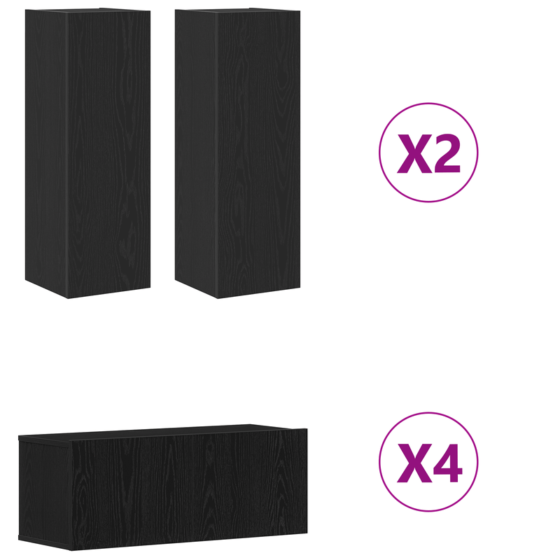 Casa si Gradina - Mobilier - Seturi de mobilier - Seturi living - Set de 8 piese Cabinet TV Montat pe Perete din Stejar Negru Lemn Prelucrat - Infinity.ro