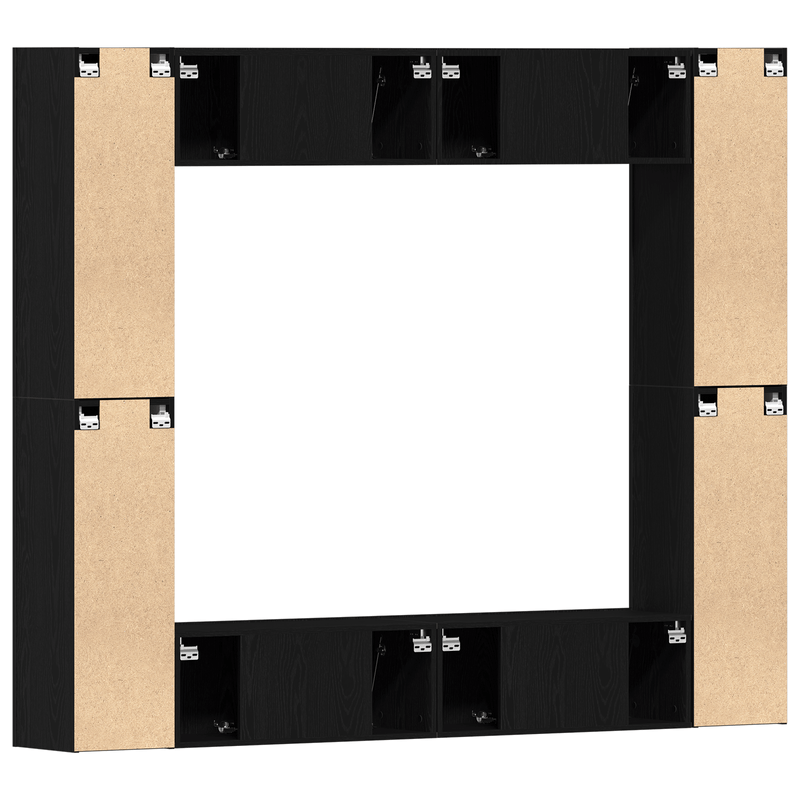 Casa si Gradina - Mobilier - Seturi de mobilier - Seturi living - Set de 8 piese Cabinet TV Montat pe Perete din Stejar Negru Lemn Prelucrat - Infinity.ro