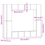 Casa si Gradina - Mobilier - Seturi de mobilier - Seturi living - Set de 8 piese Cabinet TV Montat pe Perete din Stejar Negru Lemn Prelucrat - Infinity.ro