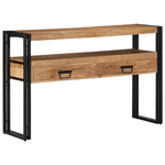 Casa si Gradina - Mobilier - Mese si birouri - Mese living - Mese de Finalizare Negru 120x33x75 cm Lemn Masiv de Acacia si Metal - Infinity.ro