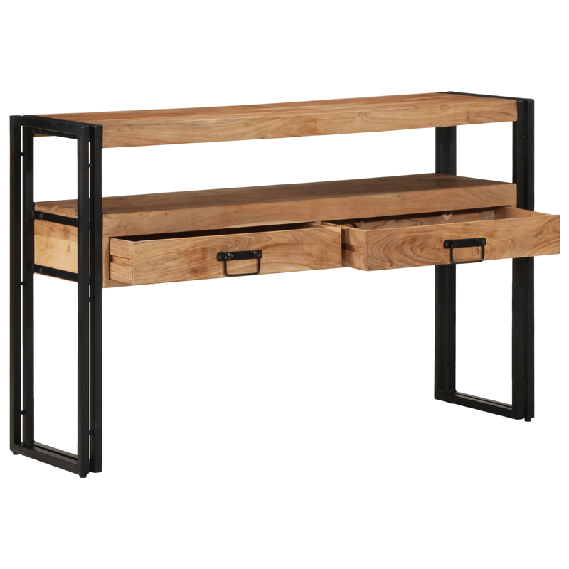 Casa si Gradina - Mobilier - Mese si birouri - Mese living - Mese de Finalizare Negru 120x33x75 cm Lemn Masiv de Acacia si Metal - Infinity.ro