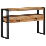 Casa si Gradina - Mobilier - Mese si birouri - Mese living - Mese de Finalizare Negru 120x33x75 cm Lemn Masiv de Acacia si Metal - Infinity.ro