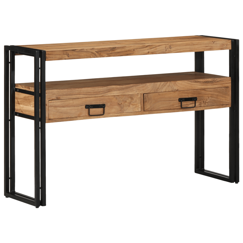 Casa si Gradina - Mobilier - Mese si birouri - Mese living - Mese de Finalizare Negru 120x33x75 cm Lemn Masiv de Acacia si Metal - Infinity.ro