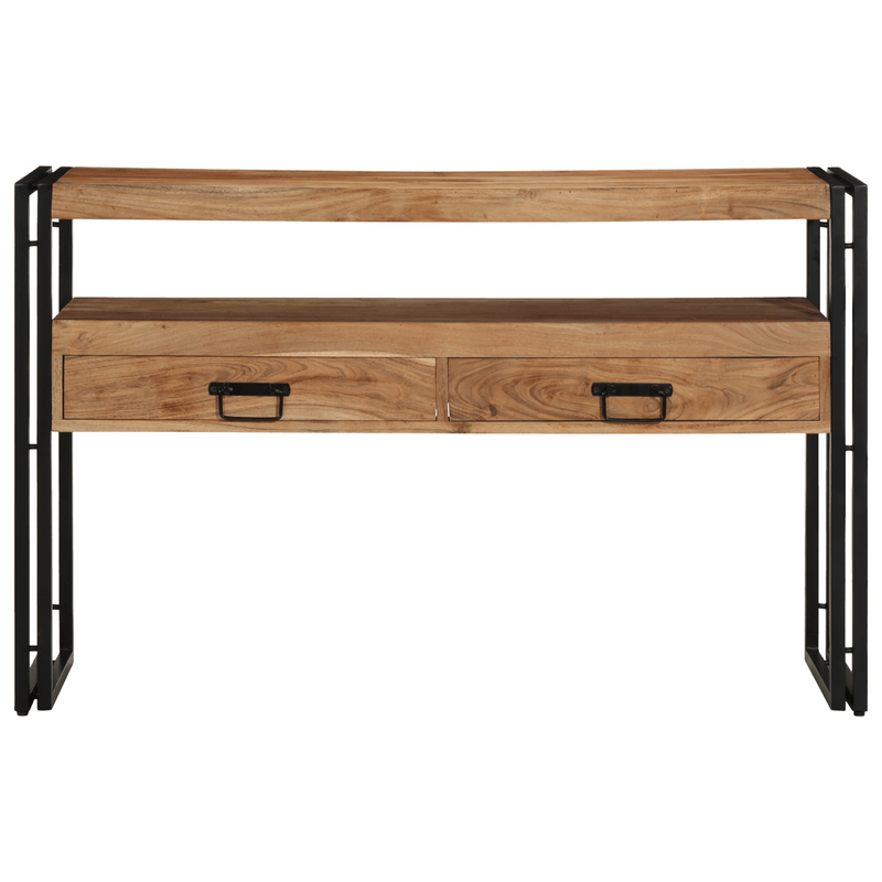 Casa si Gradina - Mobilier - Mese si birouri - Mese living - Mese de Finalizare Negru 120x33x75 cm Lemn Masiv de Acacia si Metal - Infinity.ro