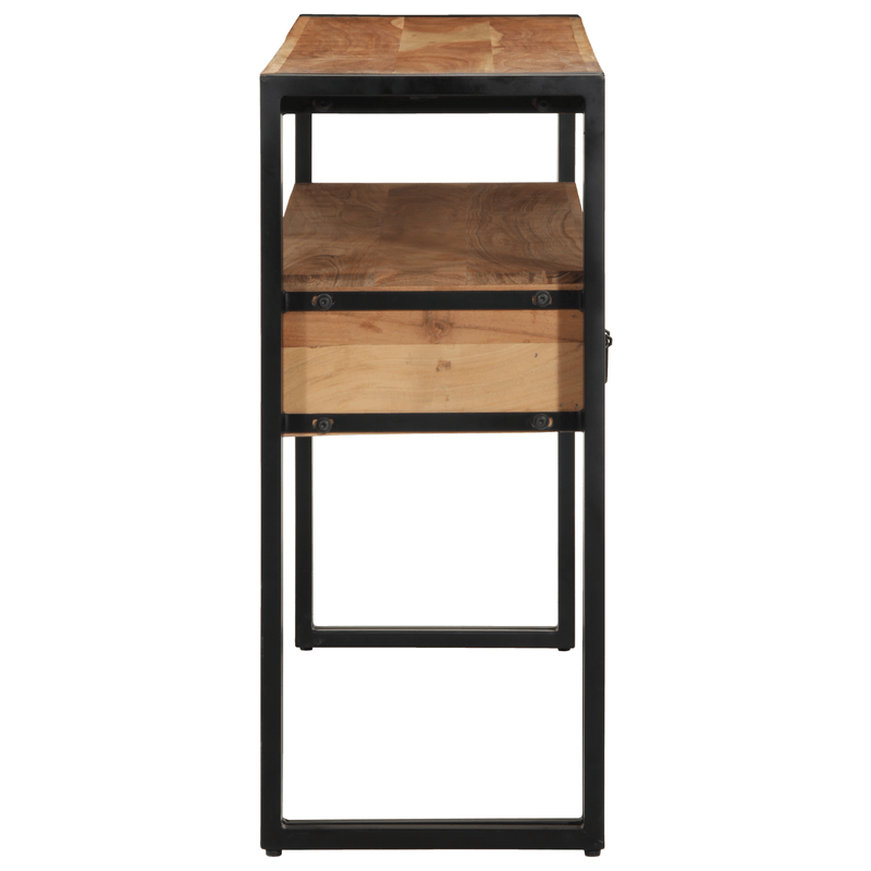 Casa si Gradina - Mobilier - Mese si birouri - Mese living - Mese de Finalizare Negru 120x33x75 cm Lemn Masiv de Acacia si Metal - Infinity.ro