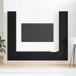 Casa si Gradina - Mobilier - Seturi de mobilier - Seturi living - Set dulap TV  6 piese montat pe perete din stejar negru, lemn ingineresc - Infinity.ro