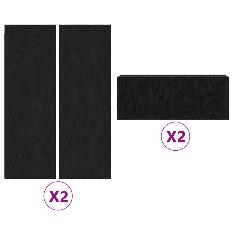 Casa si Gradina - Mobilier - Seturi de mobilier - Seturi living - Set dulap TV  6 piese montat pe perete din stejar negru, lemn ingineresc - Infinity.ro