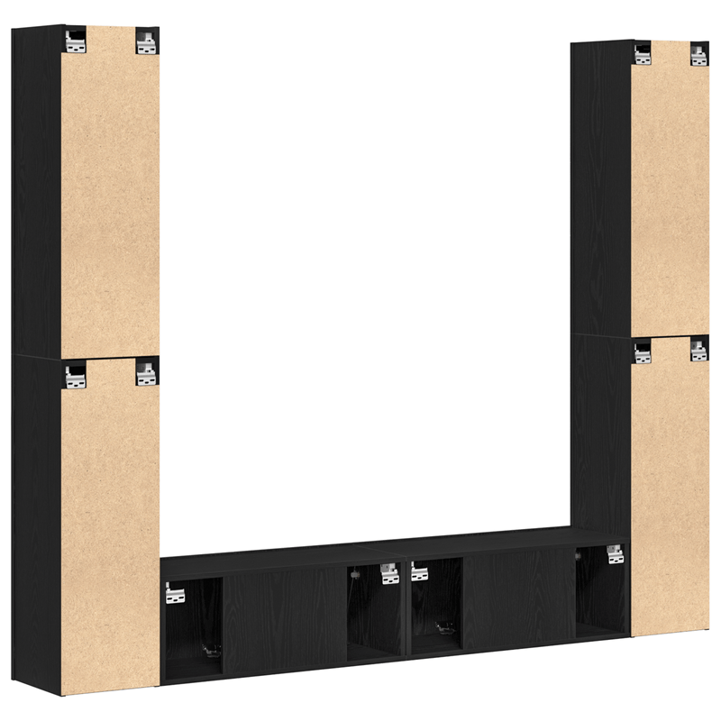 Casa si Gradina - Mobilier - Seturi de mobilier - Seturi living - Set dulap TV  6 piese montat pe perete din stejar negru, lemn ingineresc - Infinity.ro