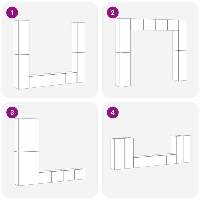 Casa si Gradina - Mobilier - Seturi de mobilier - Seturi living - Set dulap TV  6 piese montat pe perete din stejar negru, lemn ingineresc - Infinity.ro