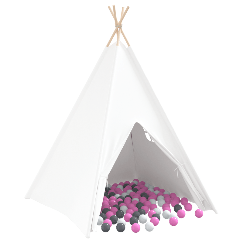 Jucarii, Copii si Bebe - Jucarii si jocuri - Jucarii de exterior - Spatii de joaca si accesorii - Cort Teepee pentru Copii cu Geanta Peach & Bile de Joaca Alba - Infinity.ro
