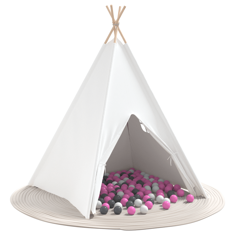 Jucarii, Copii si Bebe - Jucarii si jocuri - Jucarii de exterior - Spatii de joaca si accesorii - Cort Teepee pentru Copii cu Geanta Peach & Bile de Joaca Alba - Infinity.ro